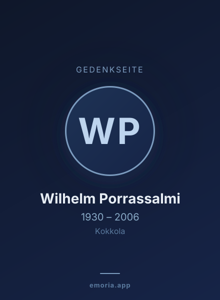 Gedenkportrait von Wilhelm Porrassalmi