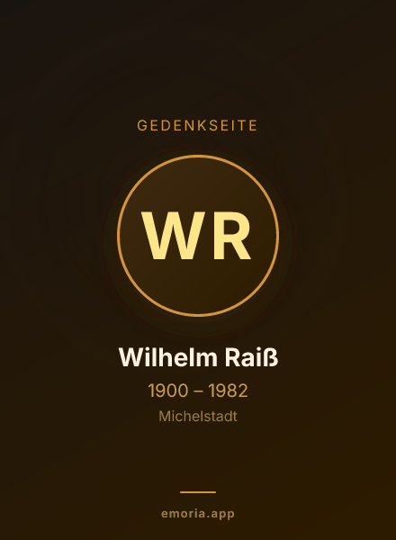 Gedenkportrait von Wilhelm Raiß