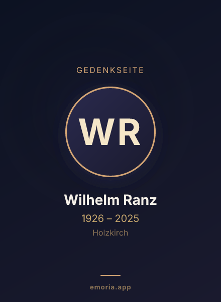 Gedenkportrait von Wilhelm Ranz