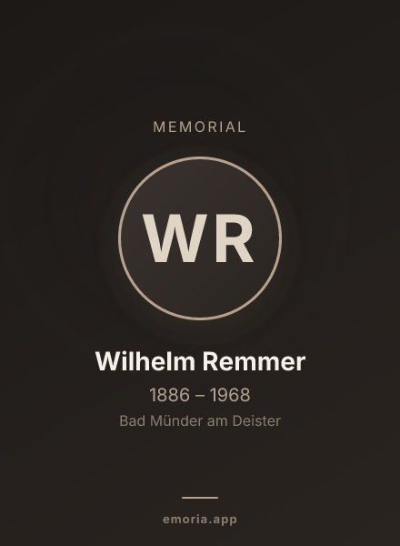 Memorial portrait of Wilhelm Remmer