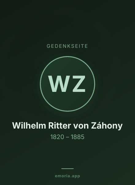 Gedenkportrait von Wilhelm Ritter von Záhony