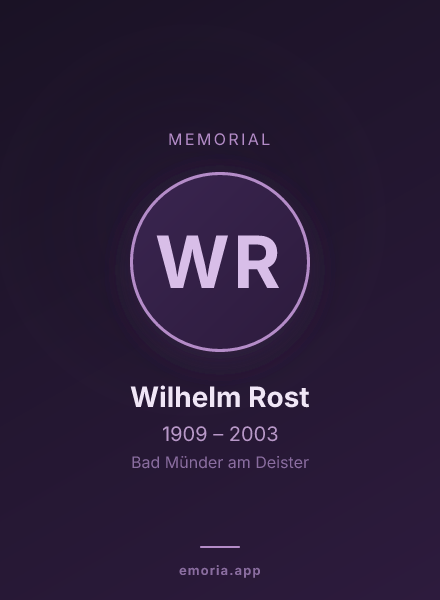 Memorial portrait of Wilhelm Rost