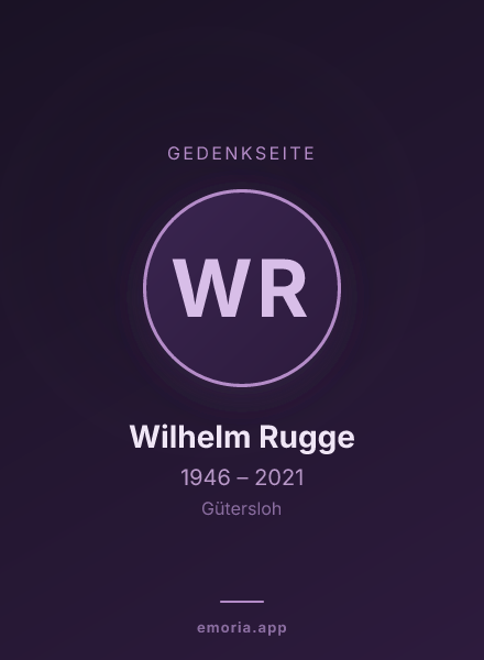 Gedenkportrait von Wilhelm Rugge