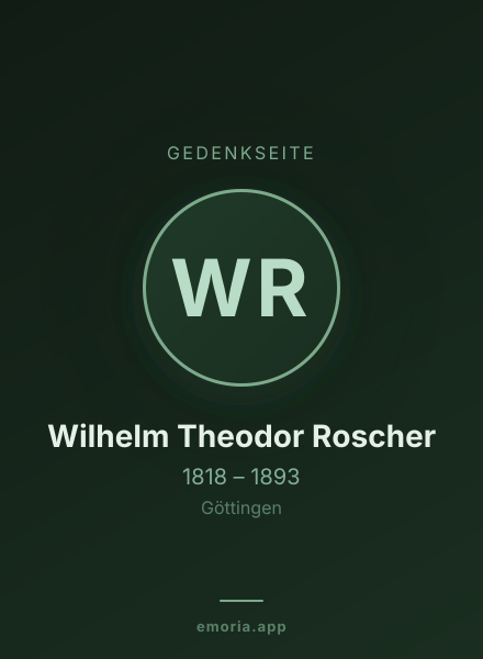 Gedenkportrait von Wilhelm Theodor Roscher