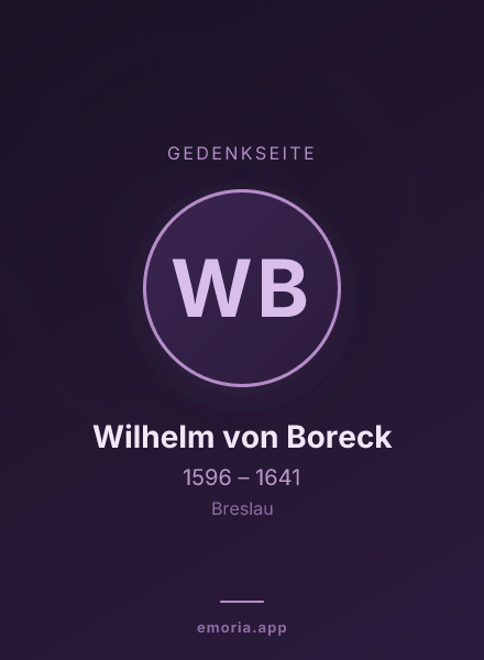 Gedenkportrait von Wilhelm von Boreck
