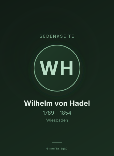 Gedenkportrait von Wilhelm von Hadel