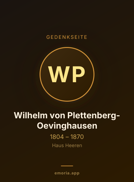 Gedenkportrait von Wilhelm von Plettenberg-Oevinghausen