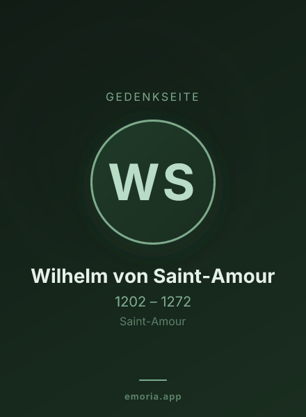 Gedenkportrait von Wilhelm von Saint-Amour