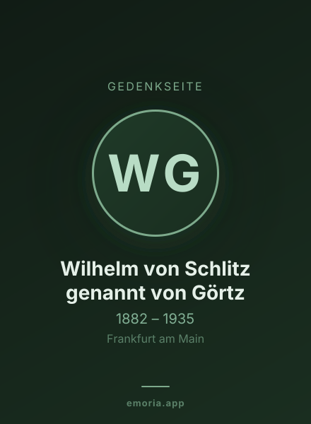 Gedenkportrait von Wilhelm von Schlitz genannt von Görtz
