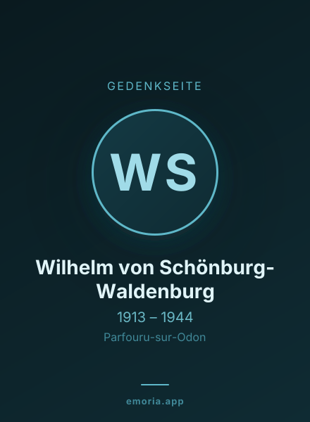 Gedenkportrait von Wilhelm von Schönburg-Waldenburg