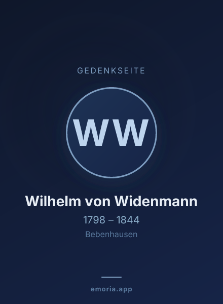 Gedenkportrait von Wilhelm von Widenmann