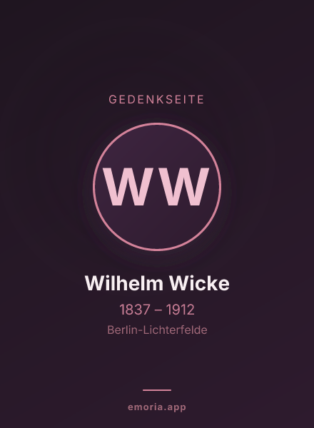Gedenkportrait von Wilhelm Wicke