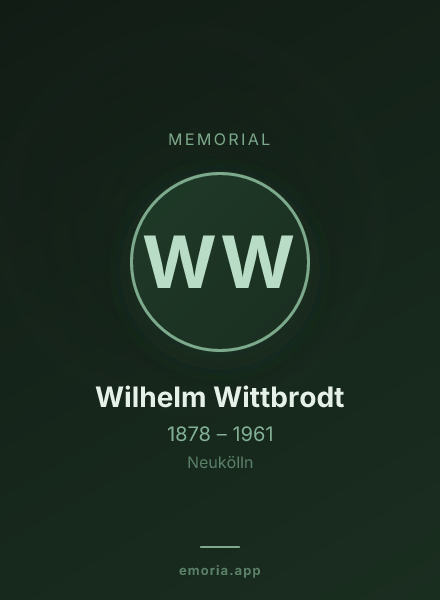Memorial portrait of Wilhelm Wittbrodt