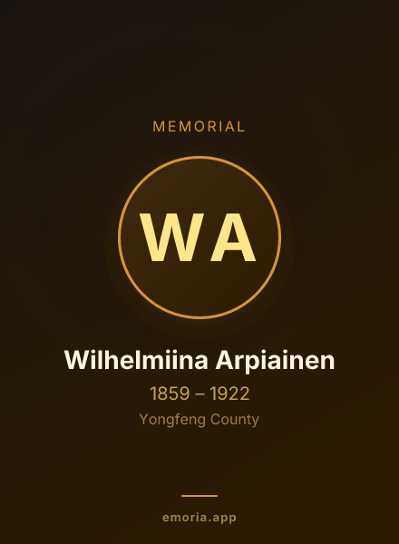 Memorial portrait of Wilhelmiina Arpiainen