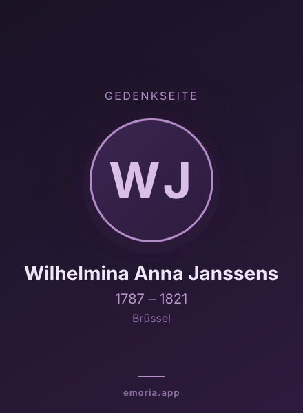 Gedenkportrait von Wilhelmina Anna Janssens