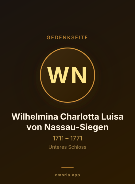 Gedenkportrait von Wilhelmina Charlotta Luisa von Nassau-Siegen