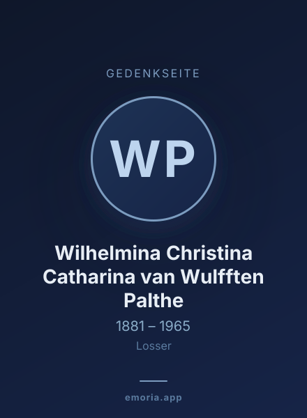 Gedenkportrait von Wilhelmina Christina Catharina van Wulfften Palthe