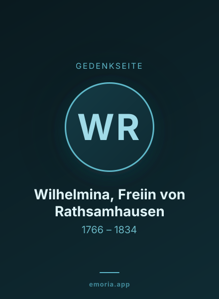 Gedenkportrait von Wilhelmina, Freiin von Rathsamhausen