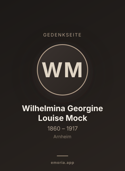 Gedenkportrait von Wilhelmina Georgine Louise Mock