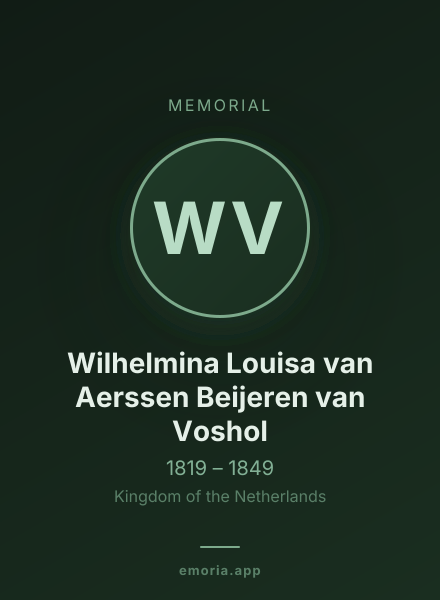 Memorial portrait of Wilhelmina Louisa van Aerssen Beijeren van Voshol
