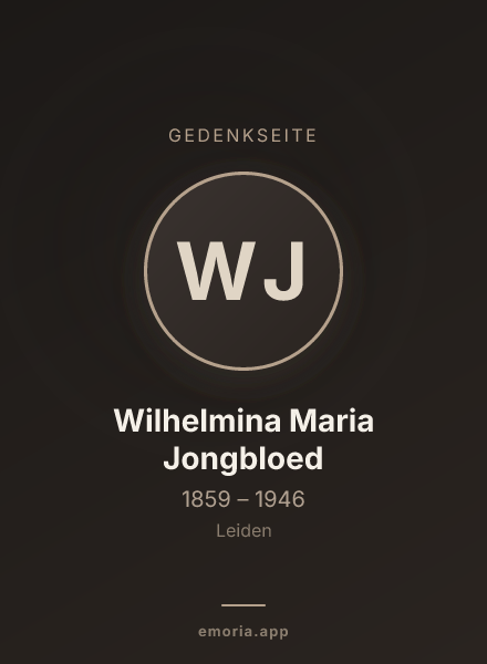 Gedenkportrait von Wilhelmina Maria Jongbloed