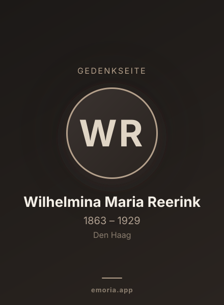 Gedenkportrait von Wilhelmina Maria Reerink