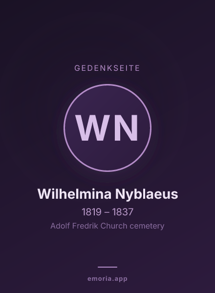 Gedenkportrait von Wilhelmina Nyblaeus