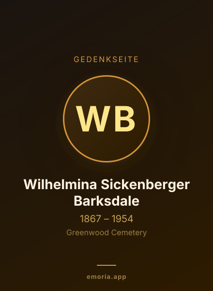 Gedenkportrait von Wilhelmina Sickenberger Barksdale