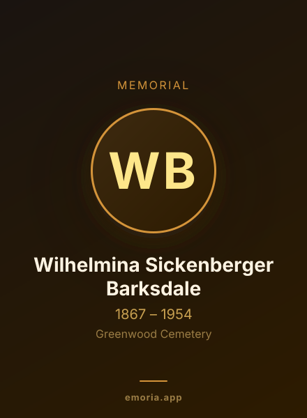 Memorial portrait of Wilhelmina Sickenberger Barksdale