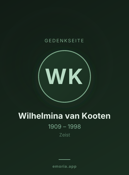 Gedenkportrait von Wilhelmina van Kooten