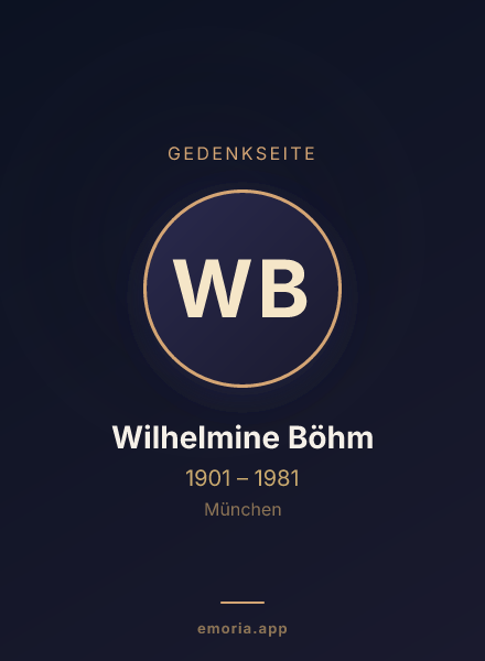 Gedenkportrait von Wilhelmine Böhm