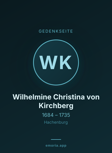 Gedenkportrait von Wilhelmine Christina von Kirchberg