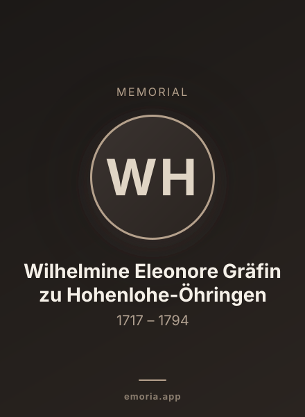 Memorial portrait of Wilhelmine Eleonore Gräfin zu Hohenlohe-Öhringen