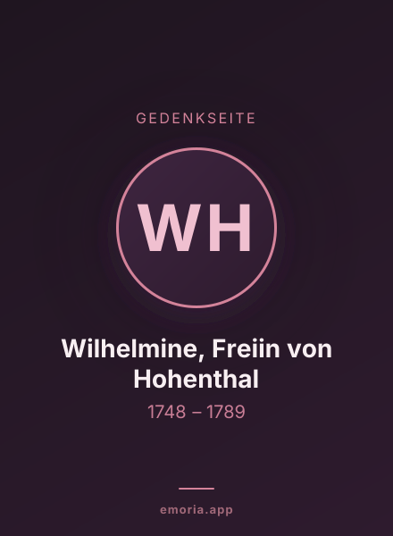 Gedenkportrait von Wilhelmine, Freiin von Hohenthal