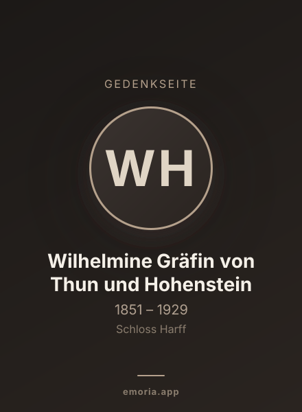 Gedenkportrait von Wilhelmine Gräfin von Thun und Hohenstein