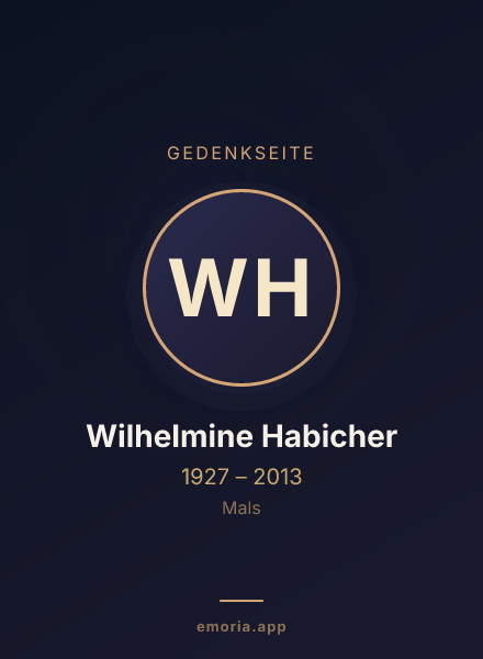 Gedenkportrait von Wilhelmine Habicher