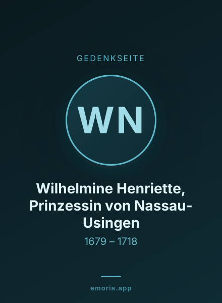 Gedenkportrait von Wilhelmine Henriette, Prinzessin von Nassau-Usingen