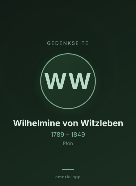 Gedenkportrait von Wilhelmine von Witzleben