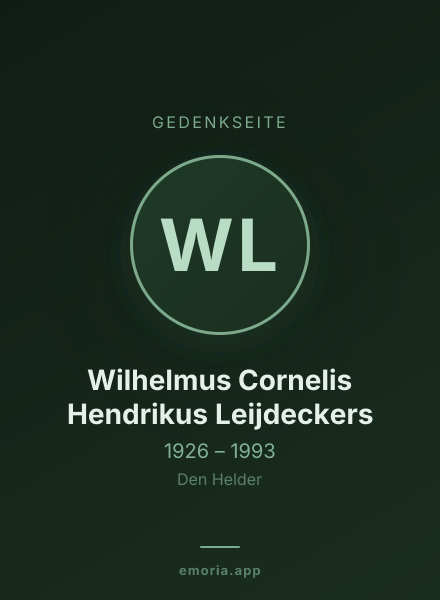 Gedenkportrait von Wilhelmus Cornelis Hendrikus Leijdeckers