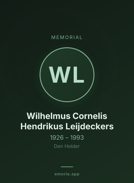 Memorial portrait of Wilhelmus Cornelis Hendrikus Leijdeckers