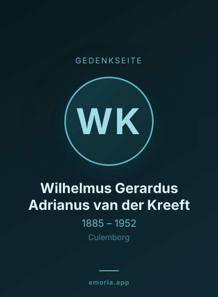 Gedenkportrait von Wilhelmus Gerardus Adrianus van der Kreeft