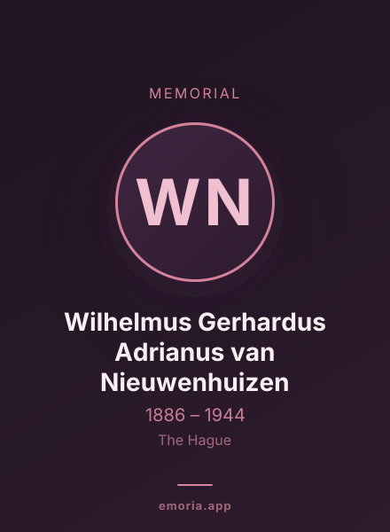 Memorial portrait of Wilhelmus Gerhardus Adrianus van Nieuwenhuizen