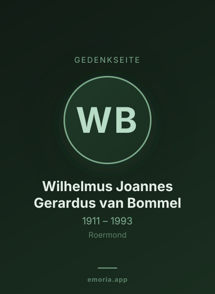 Gedenkportrait von Wilhelmus Joannes Gerardus van Bommel