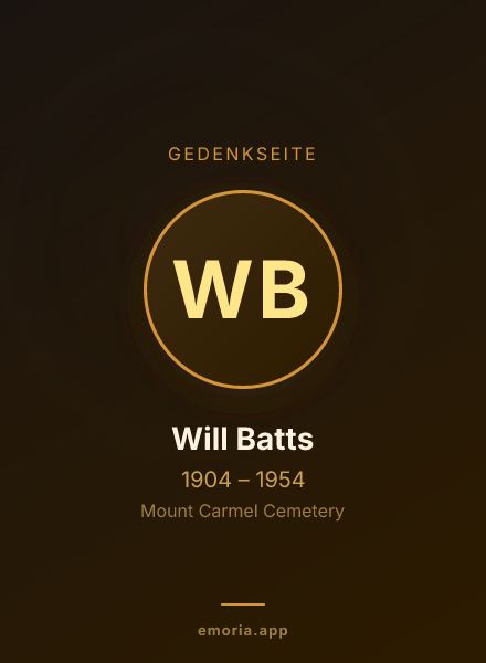 Gedenkportrait von Will Batts