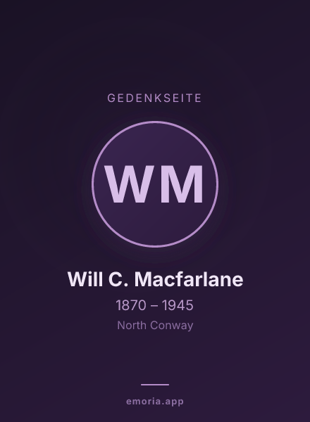Gedenkportrait von Will C. Macfarlane