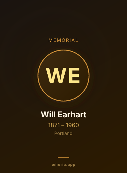 Memorial portrait of Will Earhart