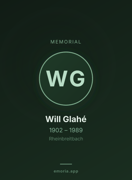 Memorial portrait of Will Glahé