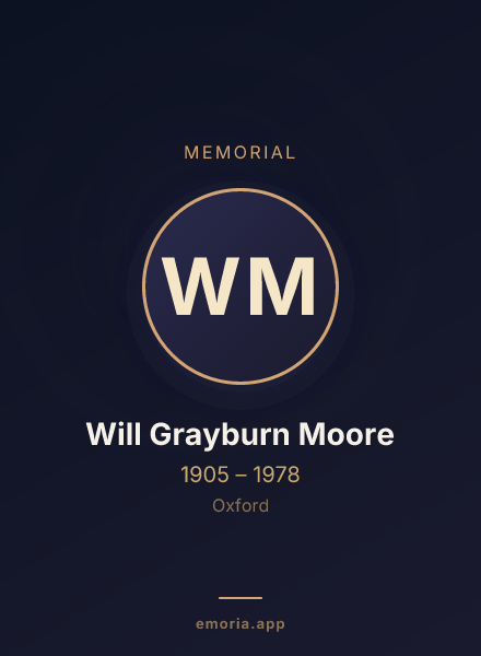 Memorial portrait of Will Grayburn Moore