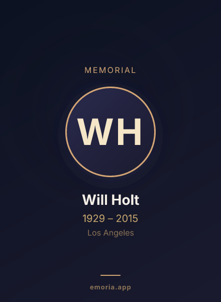 Memorial portrait of Will Holt