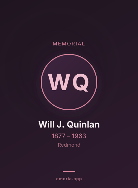 Memorial portrait of Will J. Quinlan